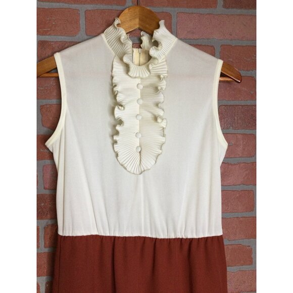 Vintage Sunshine Alley Dress & Jacket Belt Size 10 Ruffled Collar Made In USA - Picture 8 of 16